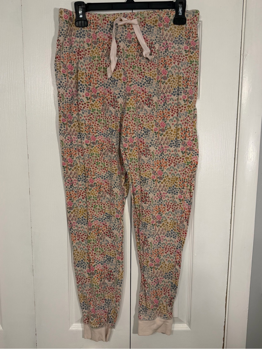 Cath Kidston London Floral Jogger Pajama Pants Size Small Cream Multicolor